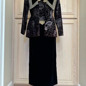 Scott McClintock Black and Gold Vintage Dress and Jacket